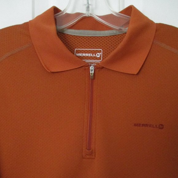 Merrell Opti-Wick UPF 50+ Mens S/S Burnt Orange Polo Shirt - Large - Picture 1 of 2